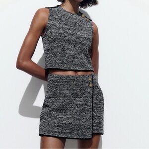 ZARA JACQUARD TWEED CROP TOP – SIZE LARGE